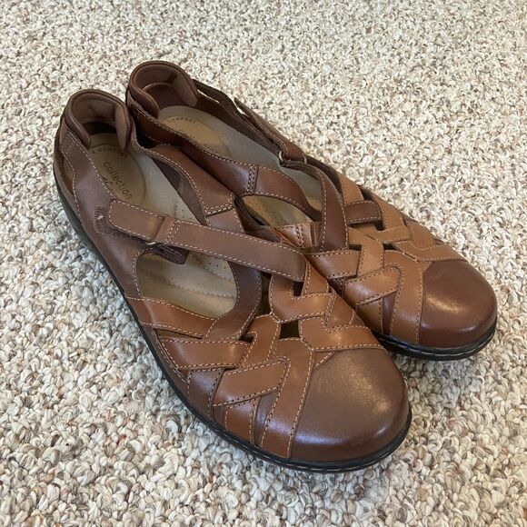 Clarks Collection Womens Sling Back Mary Jane Shoe Sz 10 M Brown Leather Comfort - Picture 1 of 10